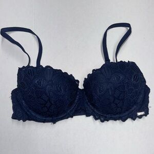 PINK VICTORIA SECRET, lace floral, 32 C, dark blue